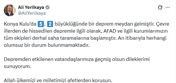 Ali Yerlikaya Deprem Açıklama 1