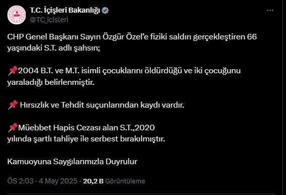 Saldırının ardından yapılan açıklama