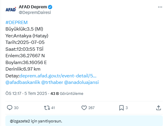 Deprem sonrası görüntü