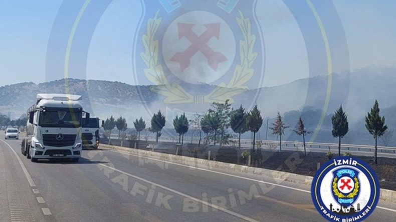 İzmir Otoyolu’nda Yangın Alarmı: Trafik Tek Şeritten Sağlanıyor