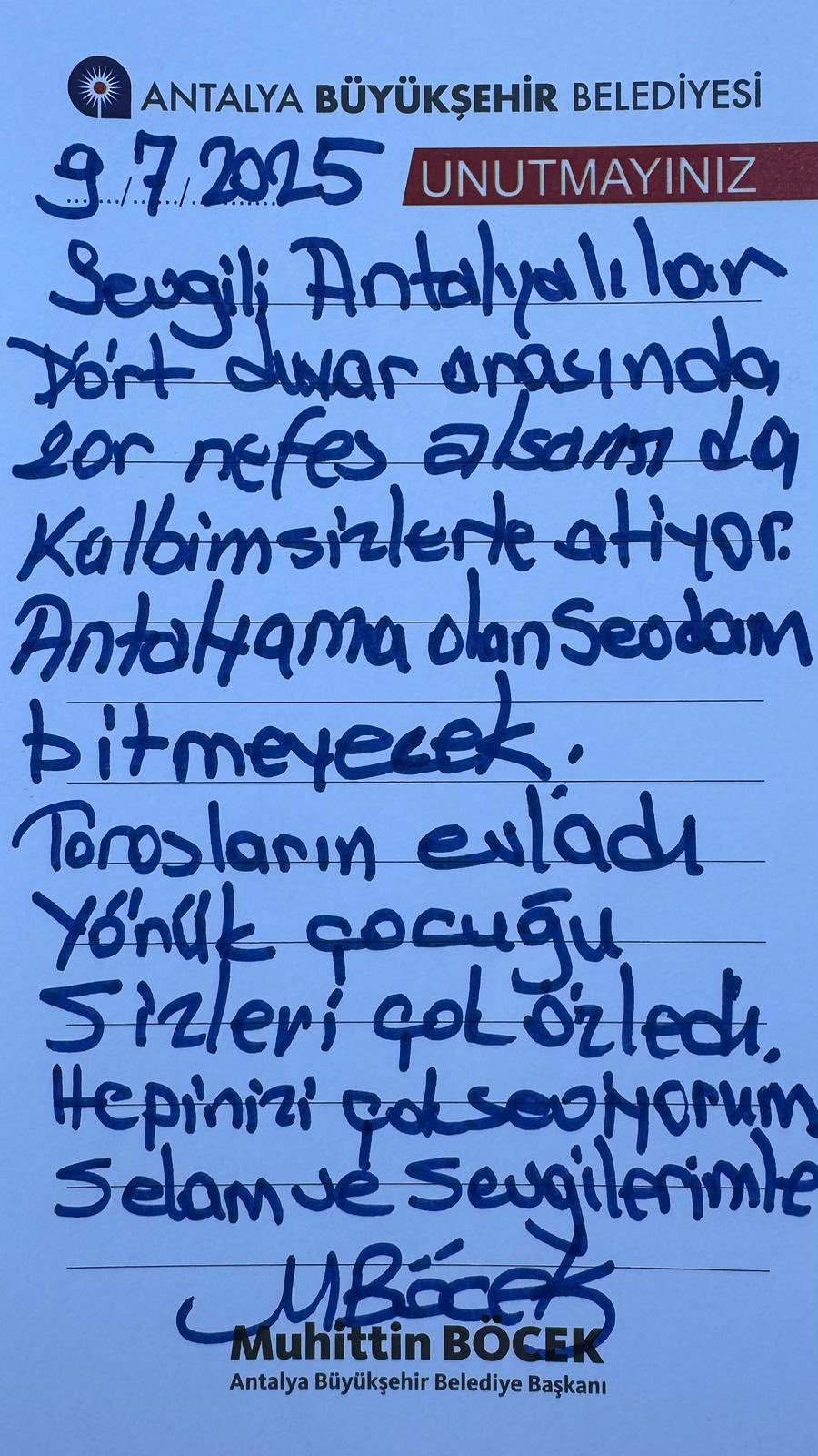 Muhittin Böcek Mesajı