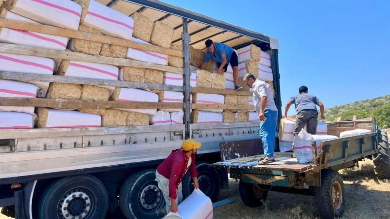 Urla&rsquo;da Yangın Mağduru &Uuml;reticilere 19 Ton Saman Desteği