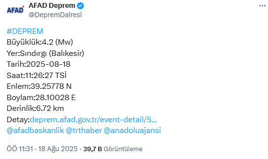 Balıkesir Depremi