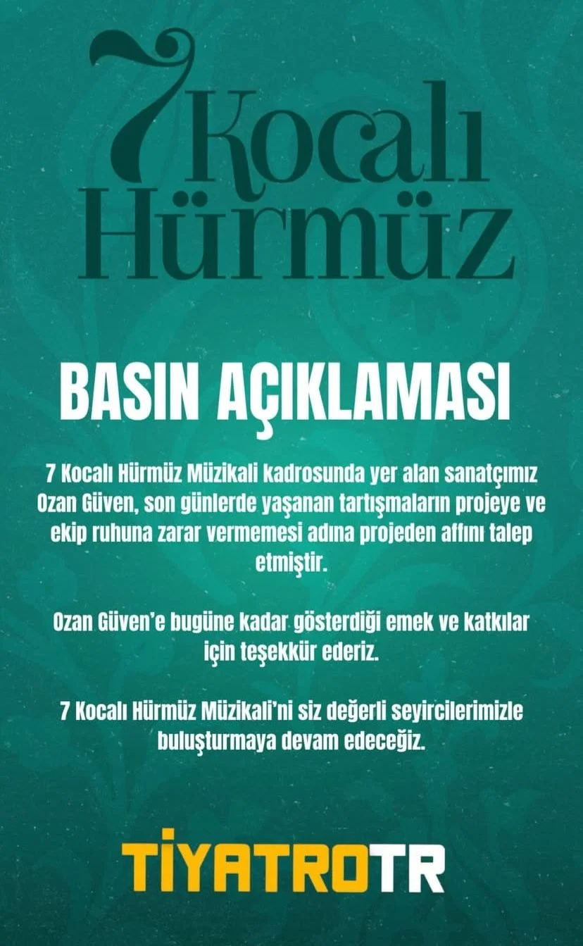 Ozan Güven, Çağla Şıkel ile müzikalden ayrıldı