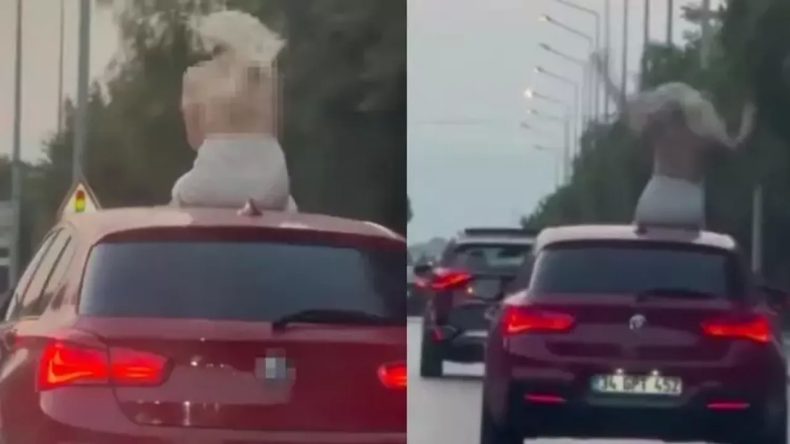 Çeşme'de Tehlikeli Anlar: Sunroofta Dans Eden Kadına Ceza Kesildi!
