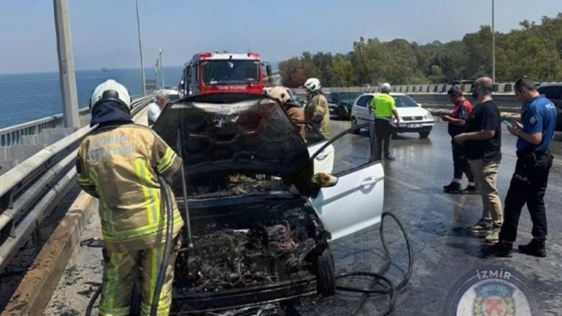 İzmir Trafiğinde Araç Yangını: Güzergah Kilitlendi, Soğutma Çalışmaları Devam Ediyor