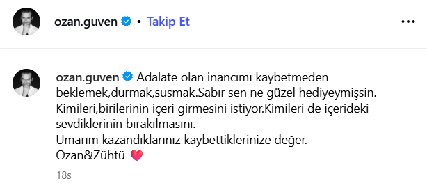 Ozan Güven Instagram Paylaşımı