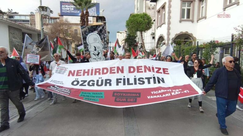 İzmir'den Gazze'ye Dayanışma Y&uuml;r&uuml;y&uuml;ş&uuml;: Ateşkes, Direnişin Zaferidir