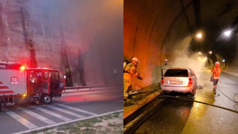 İzmir'de korku dolu anlar: Konak Tünelleri’nde bir araç alev aldı