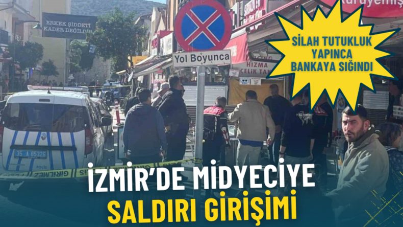 İzmir’de Midyeciye Saldırı Girişimi: Silah Tutukluk Yapınca Bankaya Sığındı