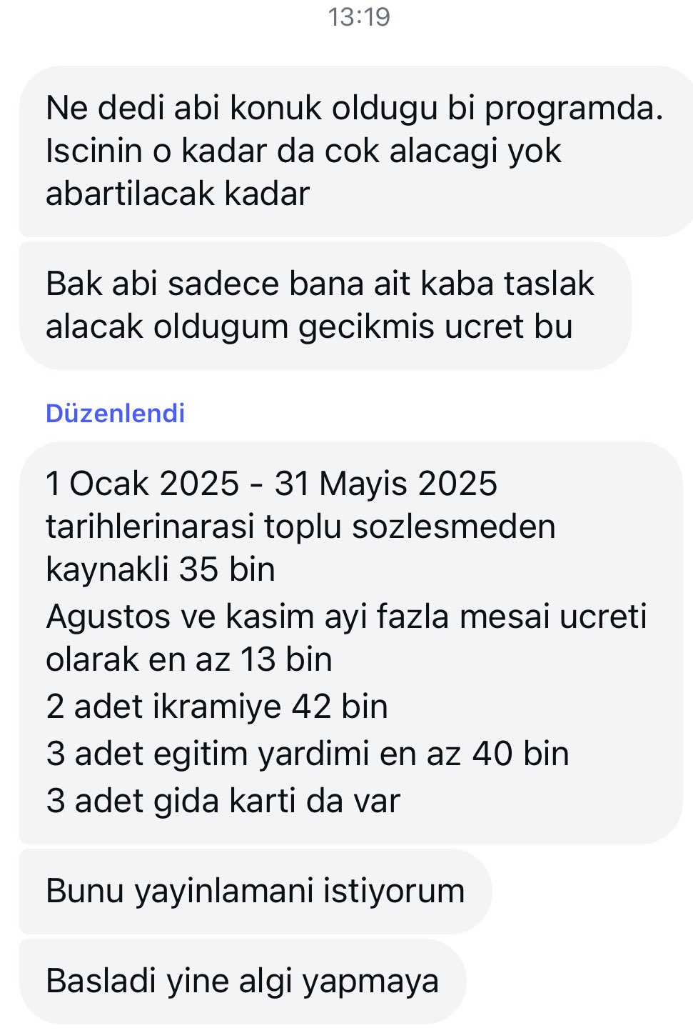 Kartal, dekontu paylaştı: Tugay İşçiler aleyhine algı yapmaya başladı yine