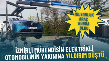 İzmirli M&uuml;hendisin Elektrikli Otomobili Yıldırımın Kurbanı Oldu: Milyonluk Ara&ccedil; Hurda Haline Geldi
