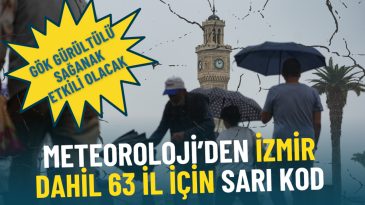Meteoroloji'den İzmir İ&ccedil;in Uyarı: 63 İlde Sarı Kodlu Hava Durumu