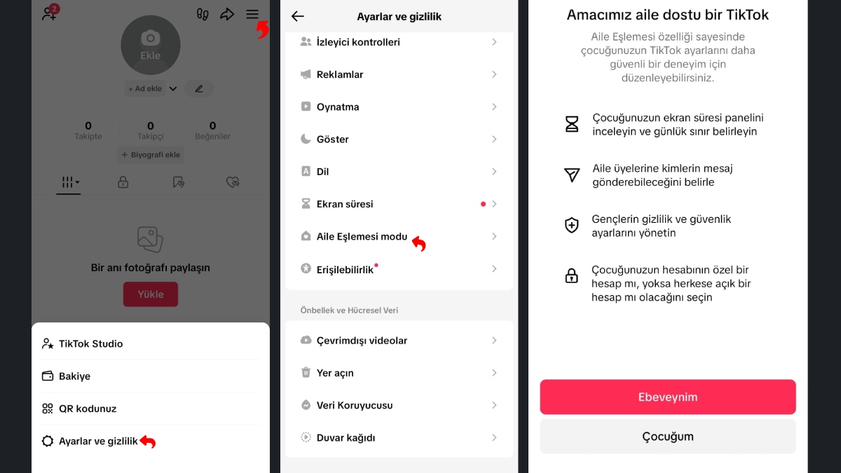 TikTok Aile Eşleşmesi Kaldırma