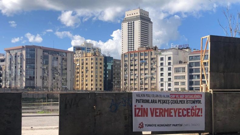 TKP İzmir&rsquo;den pankartlı Basmane &Ccedil;ukuru tepkisi: Patronlara peşkeş &ccedil;ekilmek isteniyor!