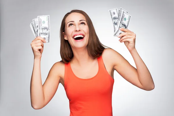 Depositphotos 39896921 Stock Photo Woman Holding Dollar Bills