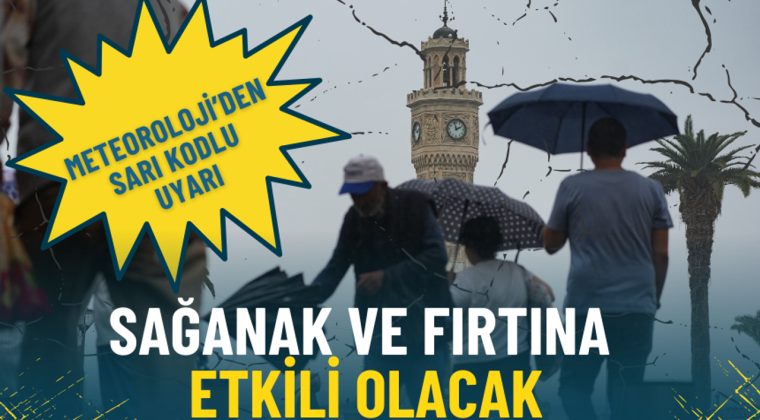 İzmir dahil 39 il i&ccedil;in Meteoroloji'den sarı kodlu uyarı: Sağanak ve fırtına etkili olacak