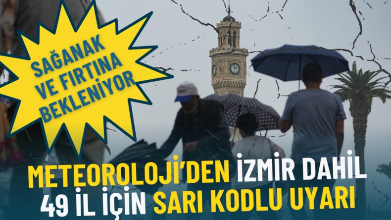 İzmir ve 49 İlin Sarı Kodlu Sağanak ve Fırtına Alarmı: Meteoroloji Genel M&uuml;d&uuml;rl&uuml;ğ&uuml;'nden Uyarılar