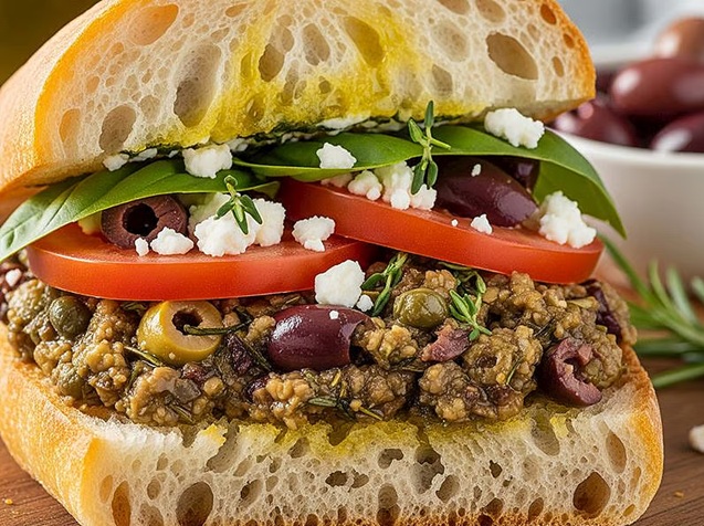 Lor Peynirli ve Zeytinli Sandviç