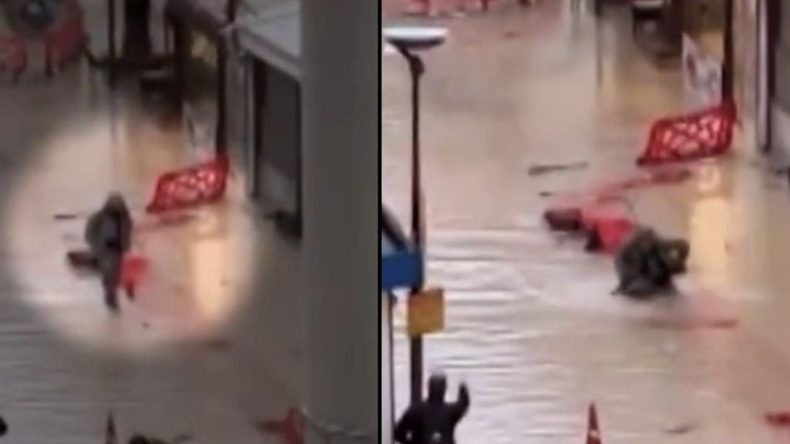 Yağışların Ardından İzmir'de G&ouml;r&uuml;len Tehlike! Vatandaş Su Dolu &Ccedil;ukura D&uuml;şt&uuml;!