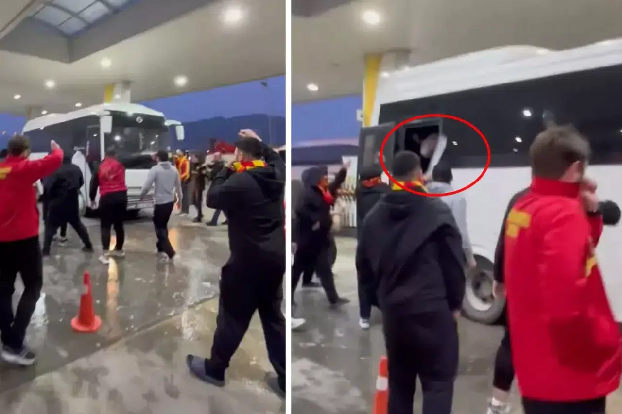 Göztepe taraftarlarının Beşiktaş otobüsüne saldırısı