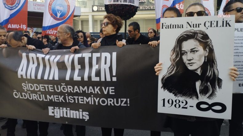 Fatma Nur öğretmen için İzmirli meslektaşları İl Milli Eğitim önüne yürüdü