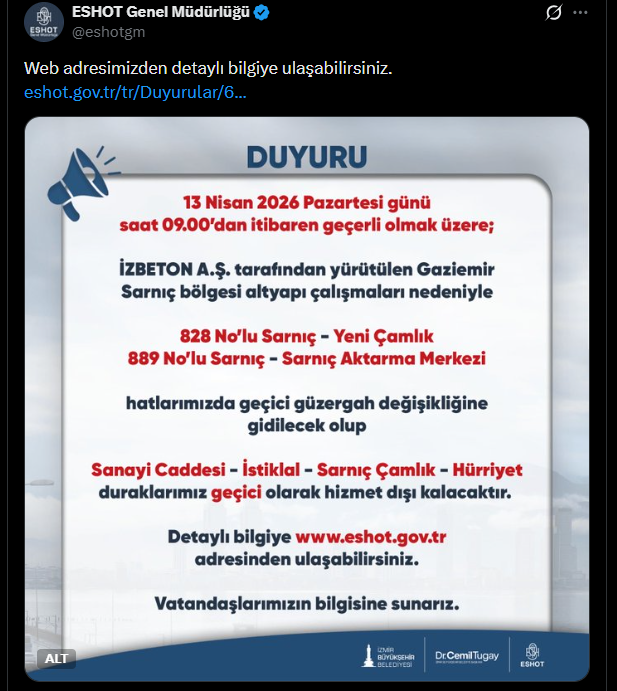 ESHOT Duyurusu