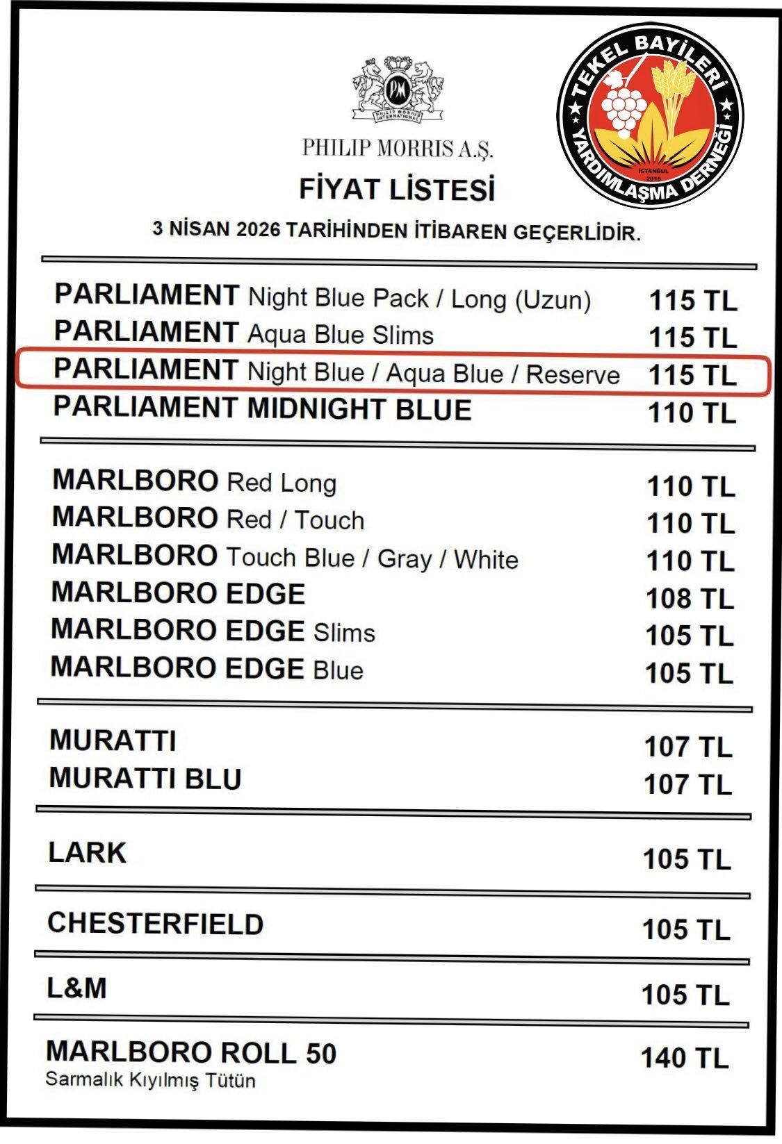 Sigara markası fiyat artışı